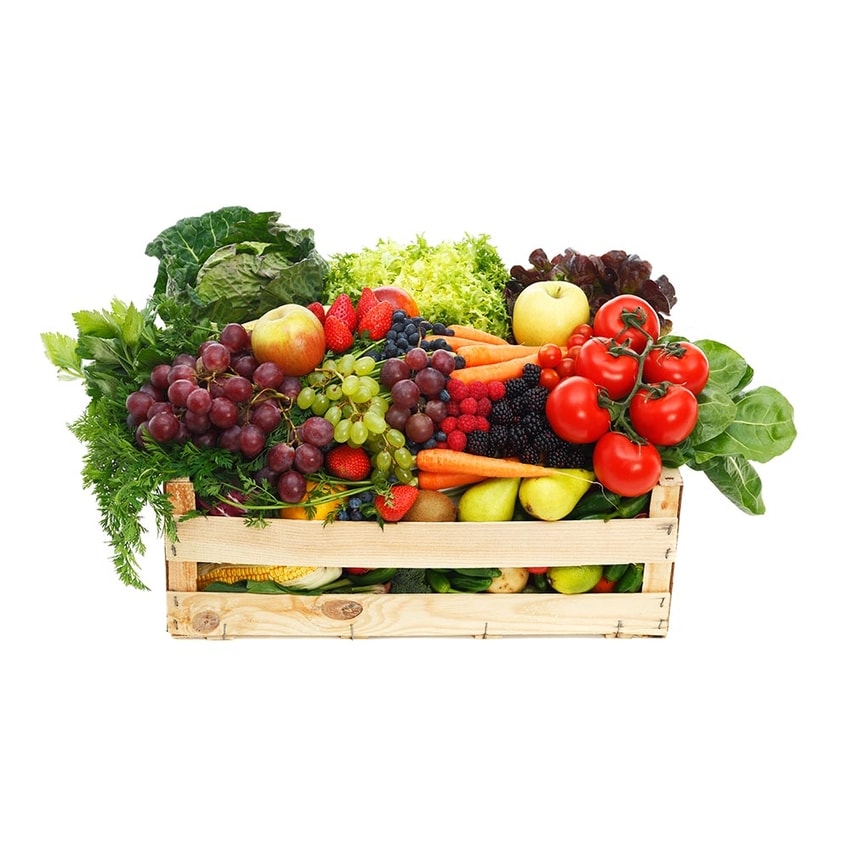 Boxes of fruit and vegetable